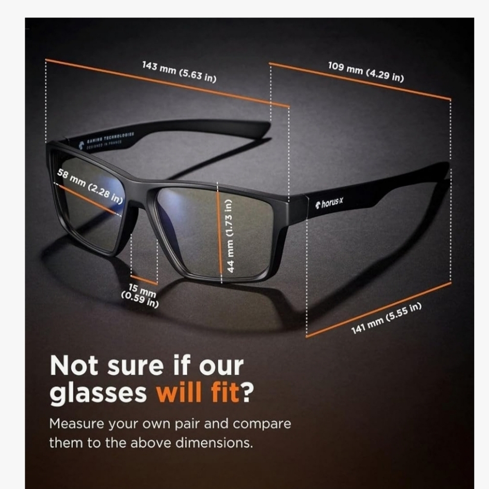 Horus-X One, Blue Lightweight Gaming glasses w/ Amber Lens, UNISEX - Picture 4 of 12